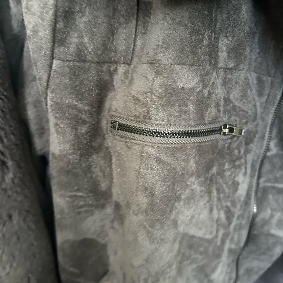 Women’s jacket , faux suede, faux fur, gray, warm - Picture 7 of 7